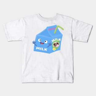 Cute happy milk carton character cartoon Kids T-Shirt